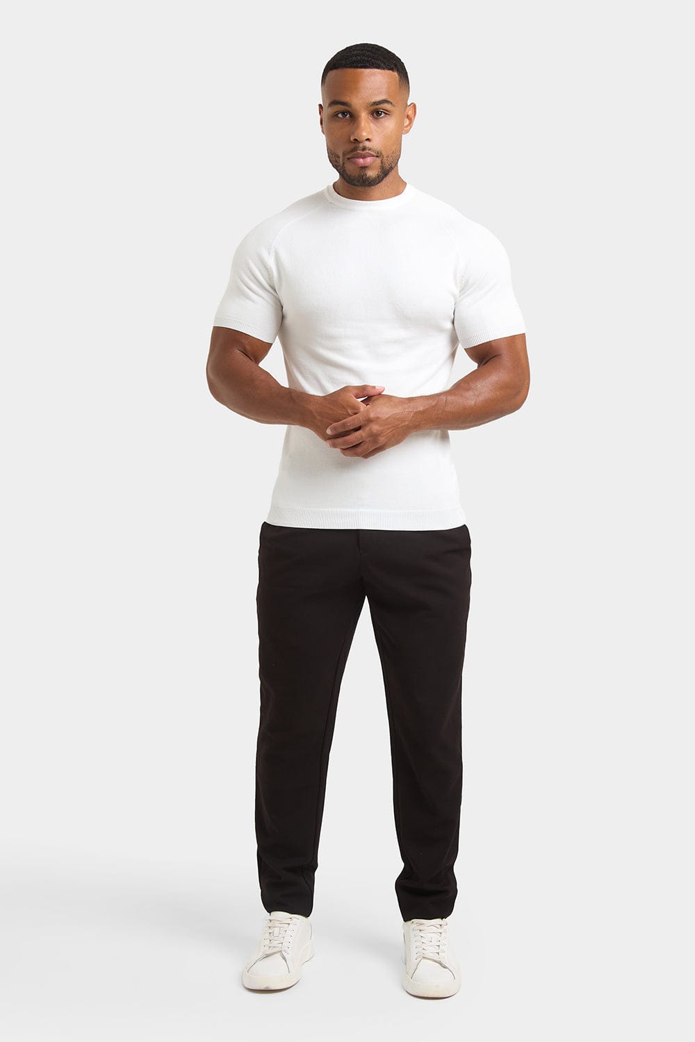 T-shirt en maille fine jauge Blanc Neige