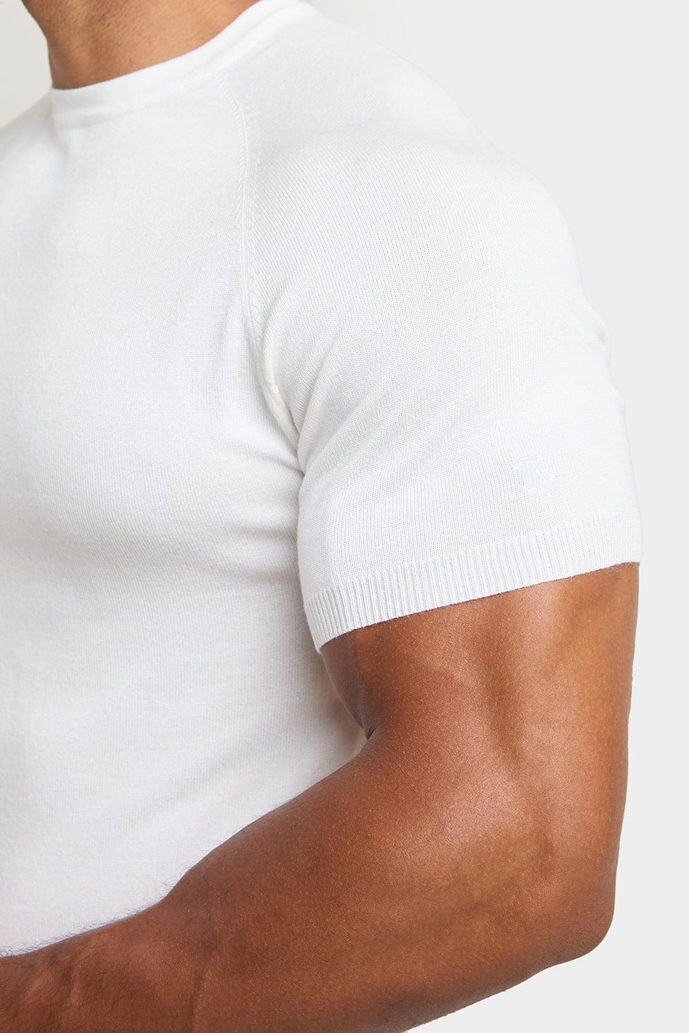 T-shirt en maille fine jauge Blanc Neige