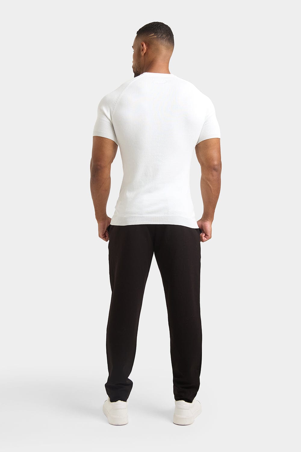 T-shirt en maille fine jauge Blanc Neige