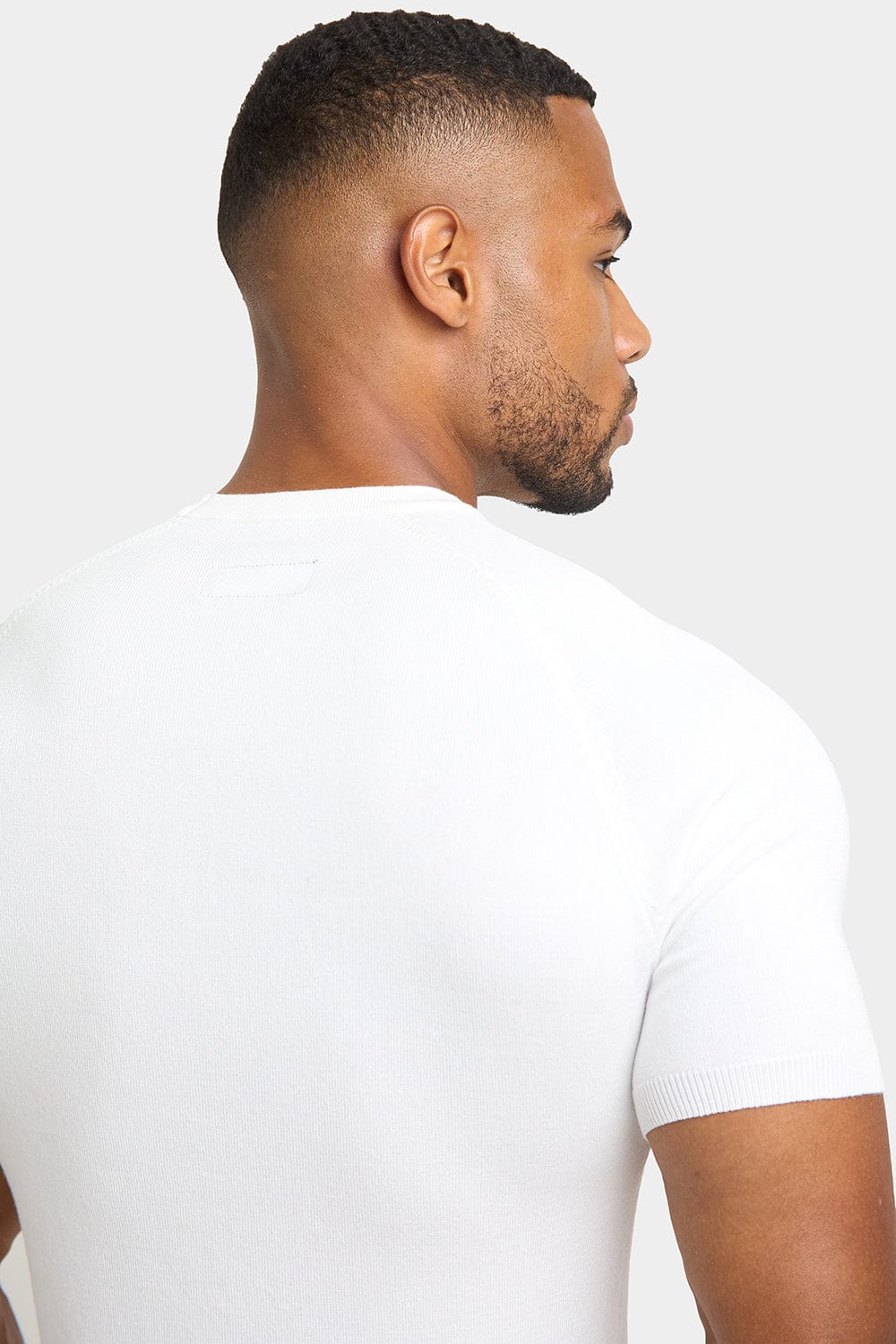 T-shirt en maille fine jauge Blanc Neige