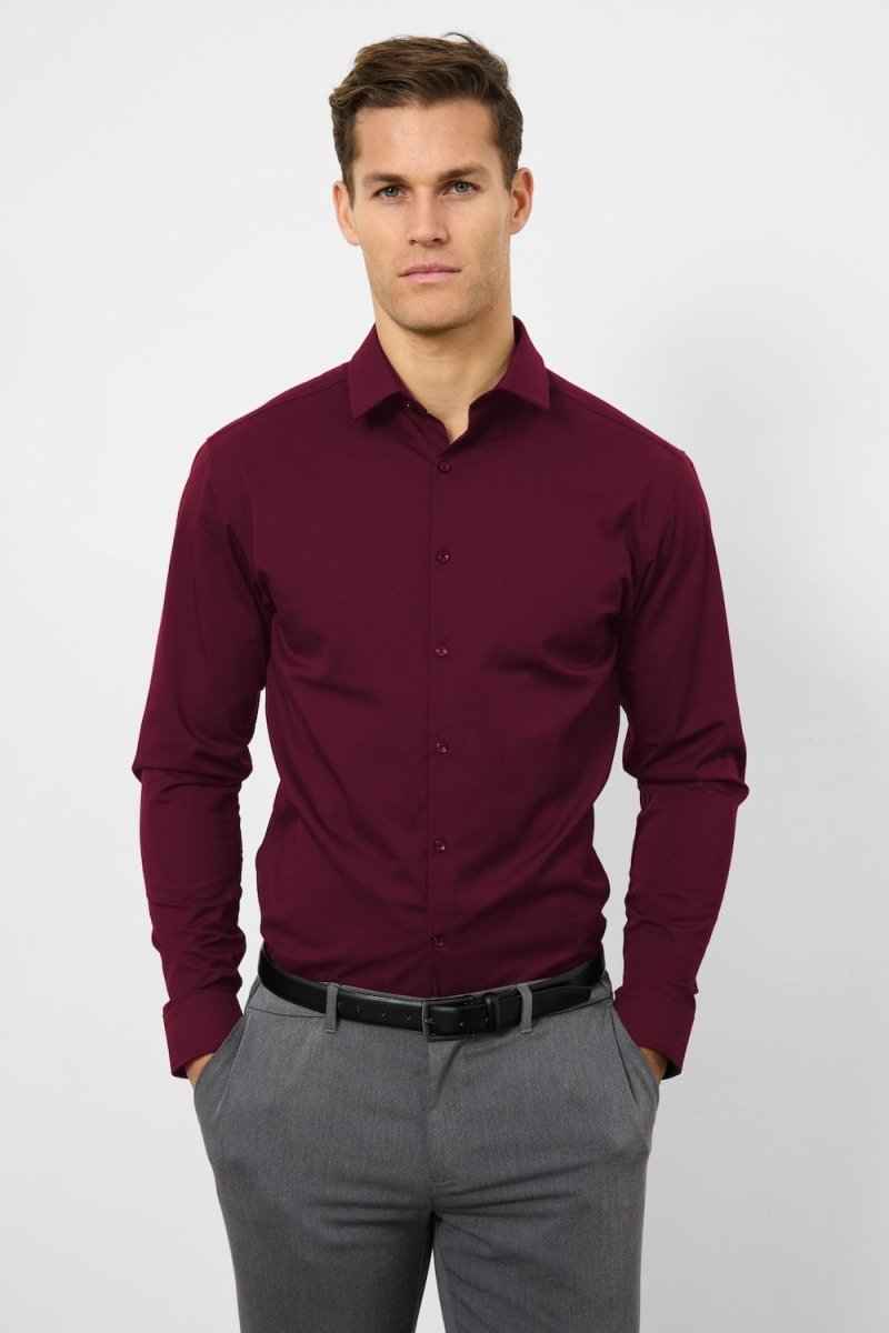 BullTech™ Stretch Dress Shirt - Burgundy