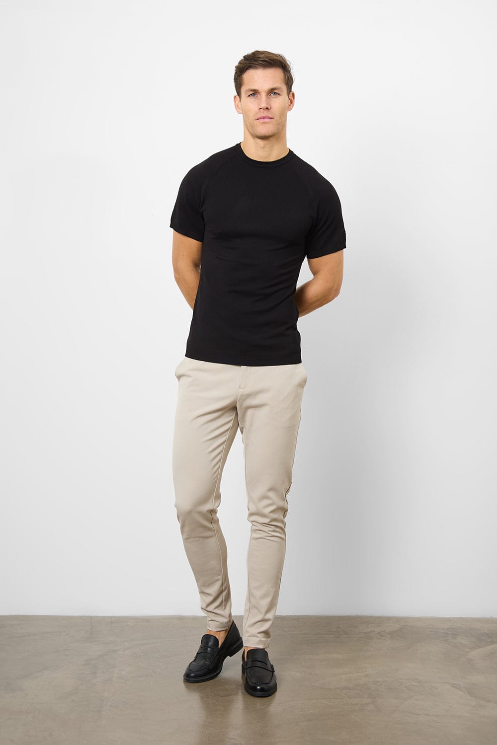 Fein gestricktes T-Shirt in Schwarz