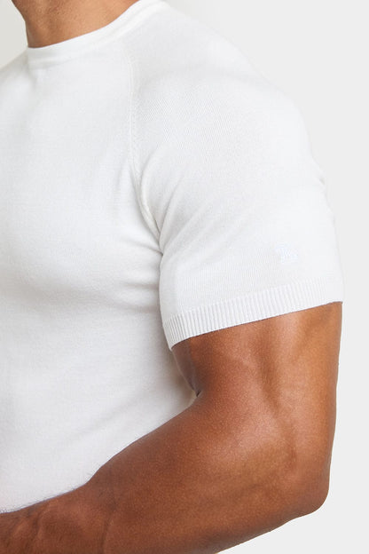 Fine Gauge Knitted T-Shirt in Snow White